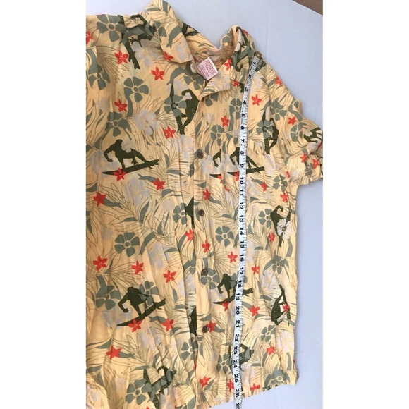 Boys Caribbean Joe Yellow Floral Tropical button front Shirt Size XL (20) - Picture 5 of 5